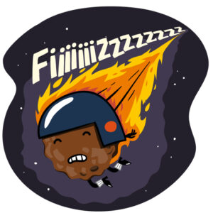 Illustration d'une météorite par Peb & Fox