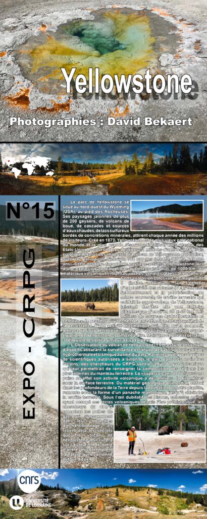 Affiche de l'exposition de photographies de Yellowstone (David Bekaert)