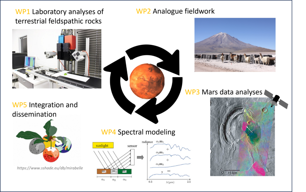 Schéma descriptif des 5 tâches de l'ANR MARS-Spec